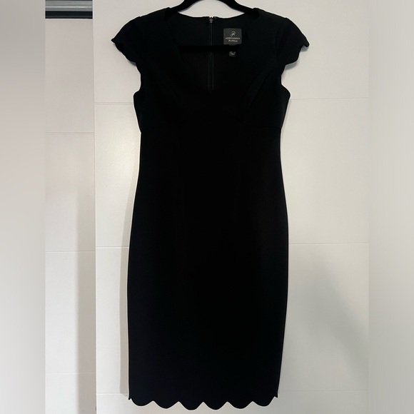 Adrianna Papell Scalloped Crepe Sheath Dress - Picture 2 of 6